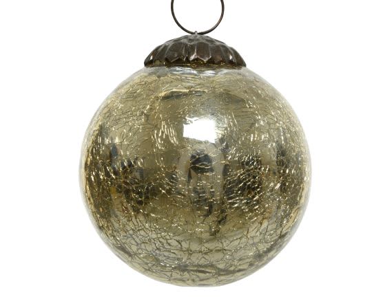 Gold Bauble Crackle Glass