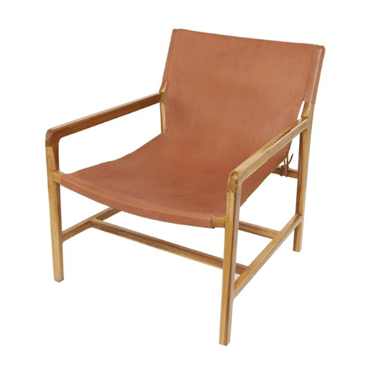 Teak Leather Accent Chair