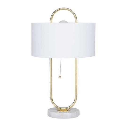 Gold Metal Paper Clip Table Lamp With Marble Base