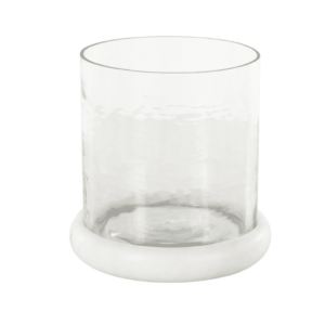 Glass & Marble Pillar Candle Holder 9"